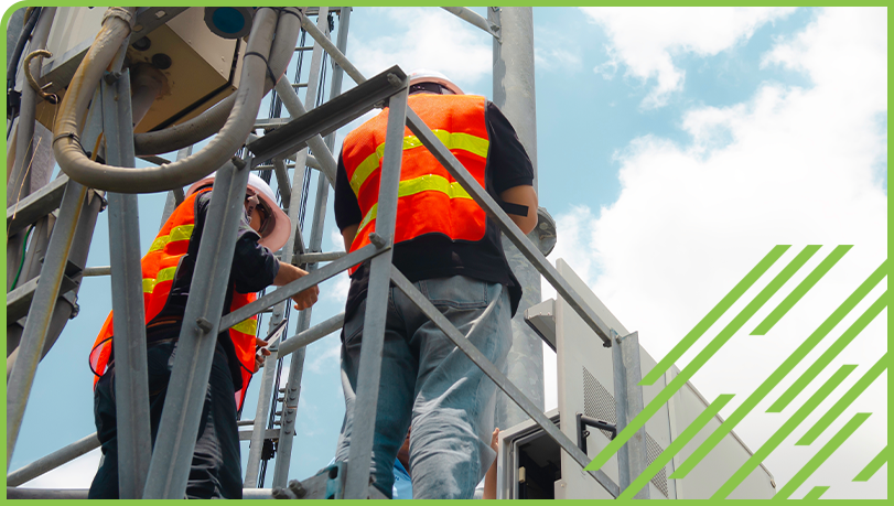 Workers installing power on new projects